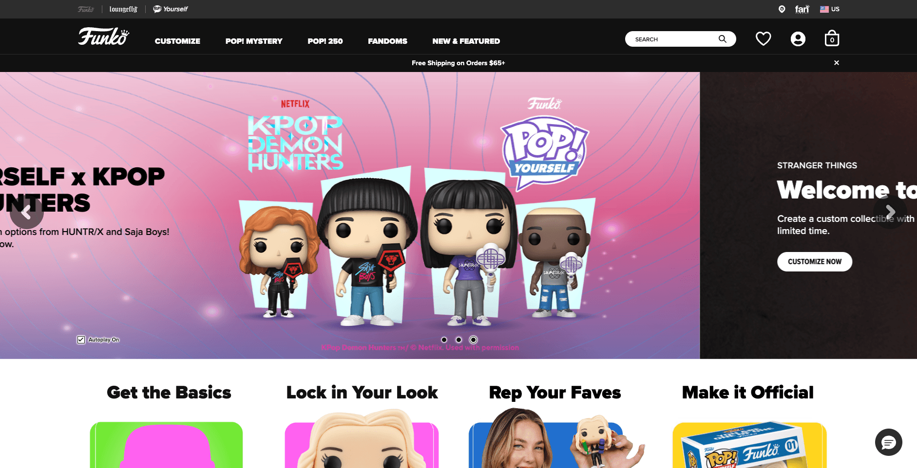 Funko's official Pop! Yourself page showing the customization options for building a personalized figure