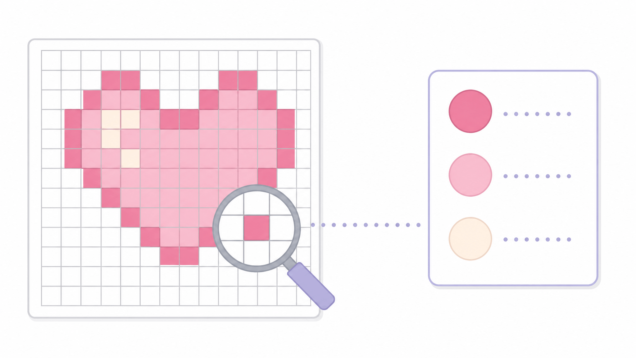 Diagram showing how to read a bead pattern: each grid cell is one bead, with a color legend and bead counts beside it